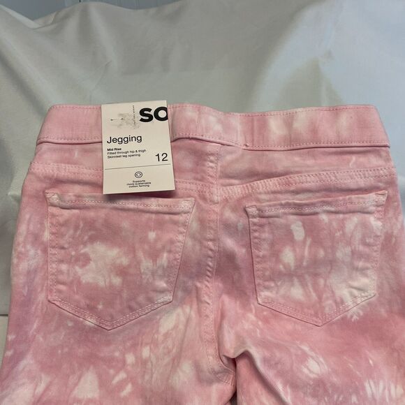 SO Goods For Life Girl's Mid Rise Pull-On Jeggings Sz 12 Pink and Pink Tie-Dye - Picture 4 of 8